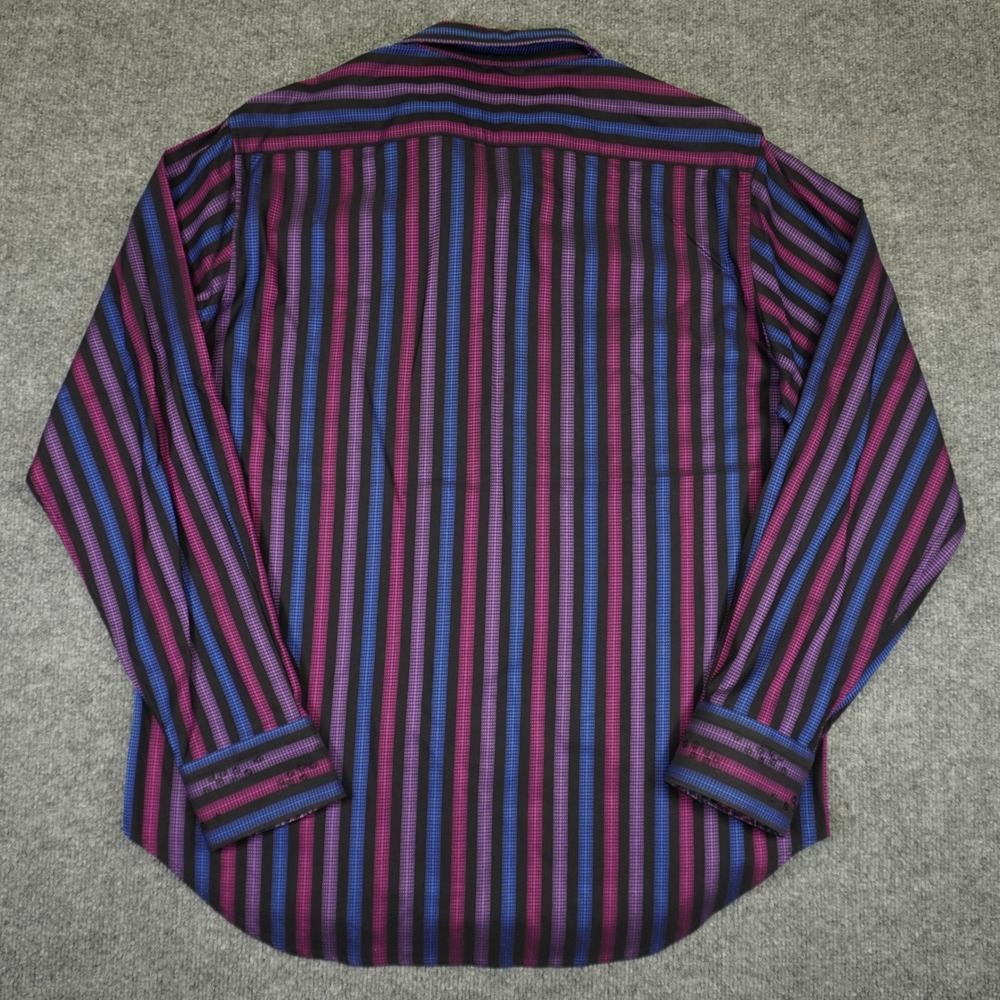 Robert Graham Button Up Shirt Mens XL Purple Blue Striped Flip Cuff Multicolor - Picture 14 of 15